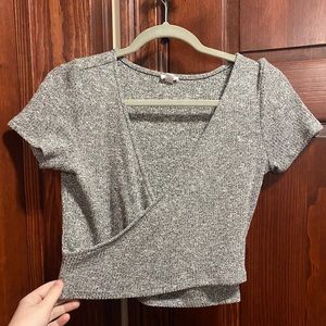 Cross Front Cropped Sweater Tee